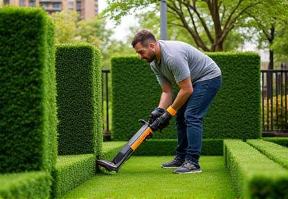Taille de haies réalisée dans un jardin lyonnais